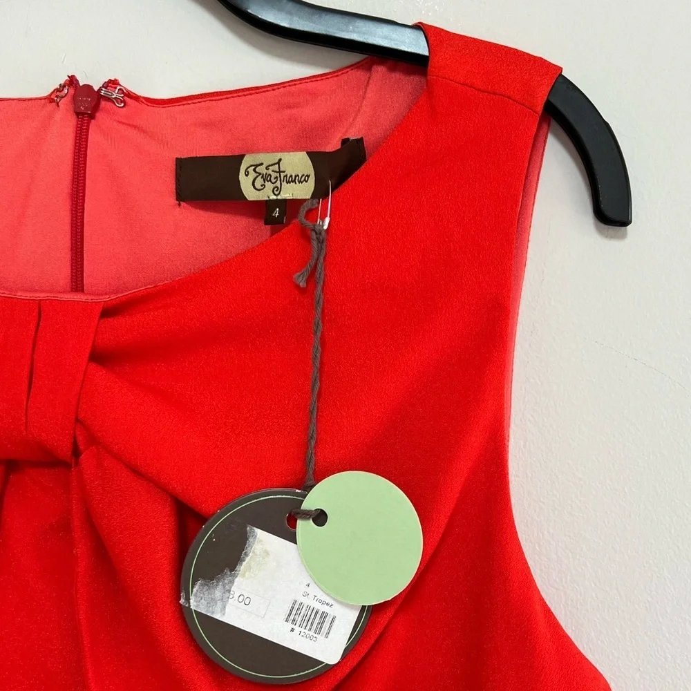 Eva Franco x Anthropologie NWT Sleeve Surprise Red Bow Front Dress in Red, 4 - Picture 6 of 10